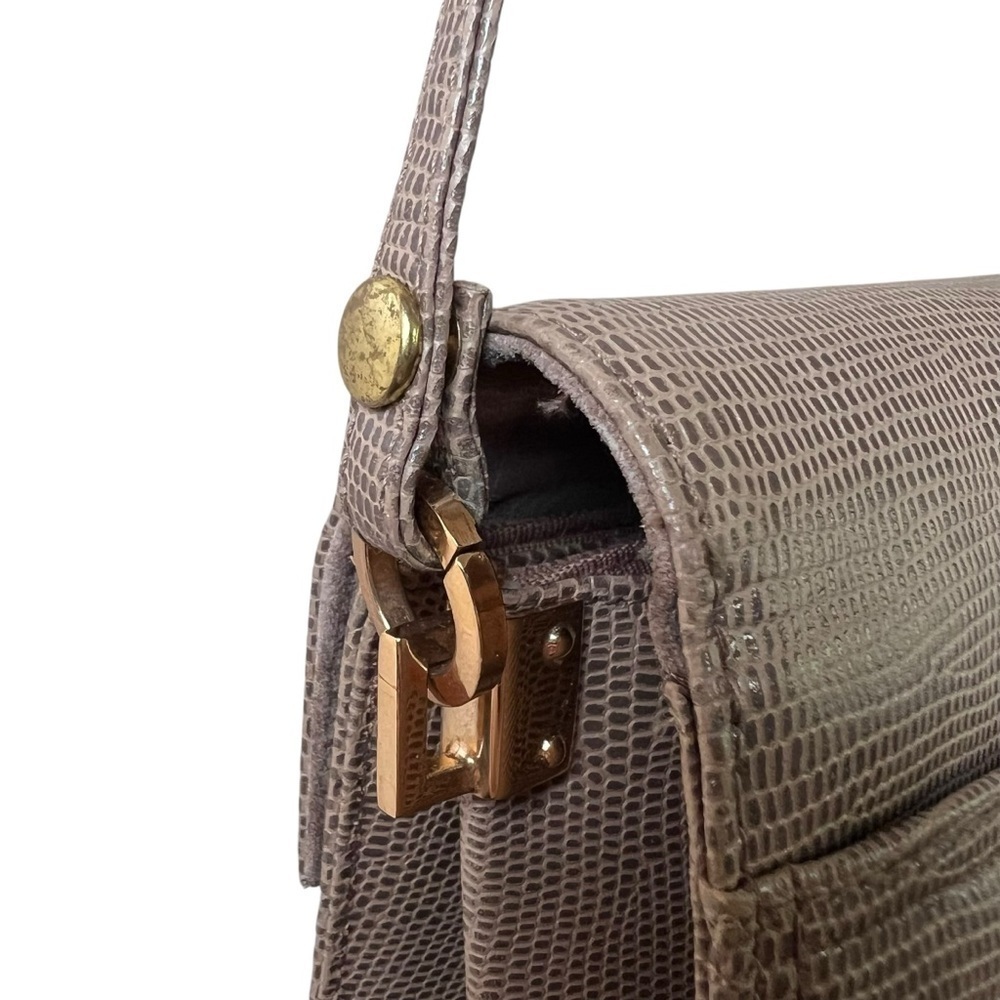 VTG 70s Jay Herbert New York Beige Reptile Lizard Leather Shoulder Bag Purse - Picture 9 of 16